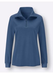 Damen Sweatshirt mit Reißverschluss in jeansblau ,Größe 44, WITT, 100% Baumwolle