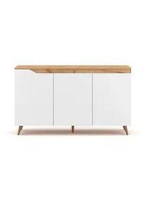 Livetastic Sideboard , Weiß, Eichefarben , Holzwerkstoff , 3 Fächer , 140x82x42 cm , stehend , Kleinmöbel, Kommoden, Sideboards