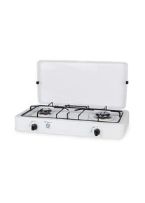 Cuisinière à gaz, gaz butane ou propane, allumage piézoélectrique, quatre brûleurs triple couronne, usage extérieur, antidérapan