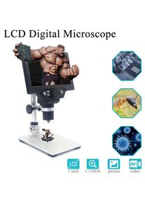 1-1200X Zoom Microscope électronique Numérique Rechargeable Portable 8 Led Vga Microscope avec 12Mp 7 ''Hd Microscope à écran Jmax