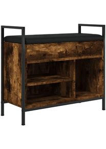 Banc de rangement à chaussures pour entrée ou couloir couleur chêne fumé 65,5 x 32 x 57,5 cm bois d'ingénierie cadre en métal DEC024847