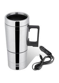 24V 300ML Bouilloire électrique de Voiture de Voyage, Tasse Chauffée électrique de Tasse de Wagon d'acier Inoxydable avec Une Tasse de Chauffage pour