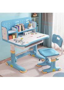 Bureau Enfant avec Hauteurs Réglables, Ensemble Table et Chaise Enfant, Enfants Table à Dessin Ergonomique avec Tiroir - 603 Space Blue