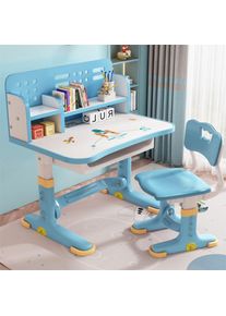 Bureau Enfant avec Hauteurs Réglables, Ensemble Table et Chaise Enfant, Enfants Table à Dessin Ergonomique avec Tiroir - 603 Bleu Fusée