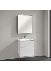 Villeroy & Boch Villeroy & Boch Finero Badmöbel Set 60 cm, Glossy White Waschtisch mit Waschtischunterschrank und Spiegelschrank