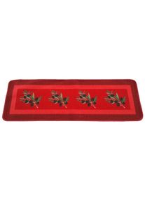 Tapis de cuisine rouge antidérapant motif olives - 50 x 120 - Rouge