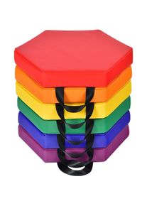 Costway - Lot de 6 Coussins de Sol pour Enfants, Coussins de Chaises Hexagonaux avec Poignées, Multicolores, 38 x 34 x 5 cm Couleurs arc-en-ciel