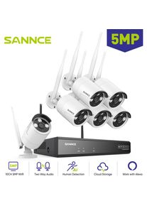 SANNCE - 5MP Kit Caméra de Surveillance WiFi nvr 6×Caméras Vision Nocturne Interphone Bidirectionnel Sans fil cctv Système de Sécurité Vidéo