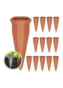 Arrosage en terre cuite, lot pratique de 14, pour bouteilles pet 1,5 l, pour intérieur et extérieur, marron - Relaxdays