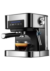 OWSOO Machine à café italienne corps en acier inoxydable 850 w 1,6 l réservoir d'eau 20 bar ménage petit semi-automatique latte art haute pression vapeur