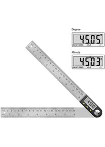 Jalleria - Numérique Règle D'angle Rapporteur, Mesure d'angle à 0°-360°, Mesure d'angle en acier inoxydable avec écran lcd, Règle en acier inoxydable