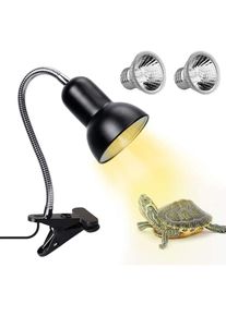 Jalleria - Lampe chauffante Tortue, 2 Ampoules uva uvb 25W Lampe chauffante pour reptiles avec support Lampe Terrarium avec pince pivotante à 360