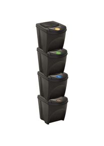 Poubelles empilables 4 pcs Anthracite 100 l