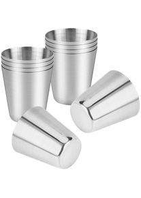 Lntyq - 10 pièces Gobelets en Acier Inoxydable 30 ml Mugs en Métal Réutilisables pour Café, Bière, Whisky pour Camping, Fête, Extérieur, Voyage, Bar,