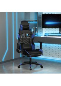 Maison Chic - Chaise gaming de massage Chaise de bureau Fauteuil gamer et repose-pied Noir et bleu Similicuir 50907