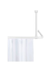 Support de plafond Era pour barre à rideau d'angle Era de Wenko Stabilisateur d'angle, Vis et chevilles incluses, Alu inox, 57cm, Blanc