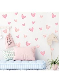 Lntyq - Autocollants Muraux Coeur Rose Stickers Muraux Amovibles et Repositionnables qui ne Laisseront pas de Résidus sur les Murs Déco de Chambre à