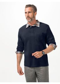Heren Poloshirt met lange mouwen in marine ,maat 44/46, WITT, 100% Katoen