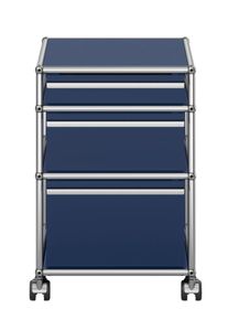 USM Haller Caisson à roulettes avec 3 tiroirs Acier bleu