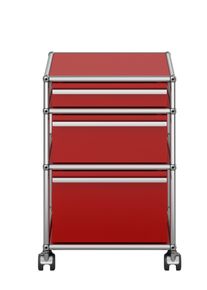 USM Haller Caisson à roulettes avec 3 tiroirs Rouge