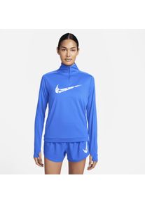 Vêtement deuxième couche Dri-FIT à 1/4 de zip Nike Swoosh pour femme - Bleu