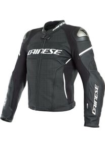Dainese Racing 3 D-Air, veste en cuir perforée , couleur: Noir Mat/Noir Mat/Blanc , taille: 48
