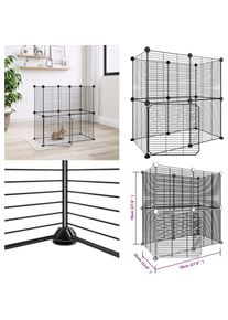 vidaXL - Cage animaux de compagnie à 12 panneaux et porte Noir 35x35 cm - cage pour animaux de compagnie - cages pour animaux de compagnie - Home &