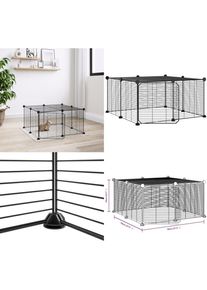 vidaXL - Cage animaux de compagnie à 12 panneaux et porte Noir 35x35 cm - cage pour animaux de compagnie - cages pour animaux de compagnie - Home &