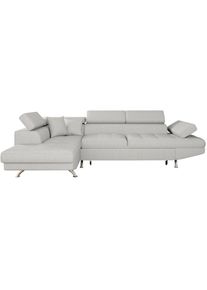 Canapé d'angle rio Convertible avec coffre en tissu - Angle Gauche, Gris perle