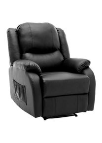 Fauteuil Relax - Chaise Longue Fauteuil Individuel Fauteuil tv en cuir pu - Chaise Manuelle avec Repose-Pieds xxl Noir