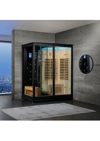 Combi Sauna Infrarouge Douche Hammam Boreal® IR-H 180D BLACK - Droite