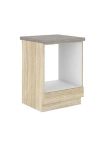 Meuble bas pour four encastrable avec plan de travail - Décor chene sonoma - l 60 x p 51,6 x h 85 cm - lassen