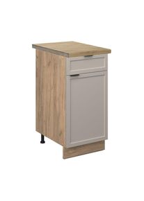 VICCO - Meuble bas de cuisine Fame-Line, GrisBeige, 40 cm , pt Chêne