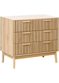 Beliani Buffet Moderne de Style Scandinave Commode 3 Tiroirs Salon Chambre à Coucher Bois Clair Lynwood