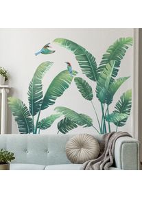 Lntyq - Stickers Muraux Plante Tropical Autocollants Muraux Feuille de Palmier Vert Sticker Mural Plantes de la nature pour Salons Chambres Bureaux