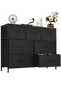 Commode, Armoire, Meuble de Rangement, 7 Tiroirs en Tissu avec Poignées, Cadre en Métal, Style Industriel, Noir