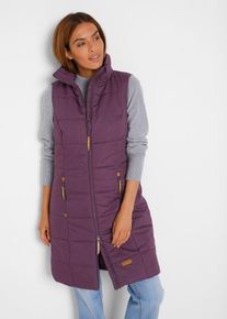 Longue doudoune sans manches à col montant - violet - taille 44 avec coton - bonprix