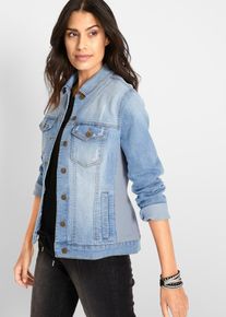 Veste en jean à empiècement latéral côtelé - bleu - taille 40 avec coton - bonprix