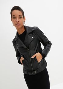 Veste biker oversize - noir - taille 42 - synthétique imitation cuir,Viscose - bonprix