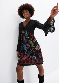 Robe en jersey avec haut en dentelle - noir - taille 34/36 (XS) - bonprix