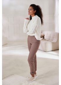 H.I.S. Dames Comfortbroek in taupe ,maat 32/34, Witt, 70% Katoen, 25% Polyester, 5% Elastan