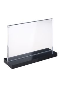 1 Magnetic menu holder T-shaped with black base A5 | landscape, acrylic (PMMA), transparent|black