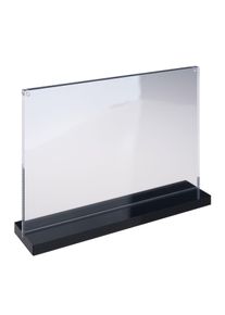 1 Magnetic menu holder T-shaped with black base A4 | landscape, acrylic (PMMA), transparent|black