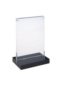 1 Magnetic menu holder T-shaped with black base A6 | portrait, acrylic (PMMA), transparent|black
