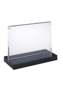1 Magnetic menu holder T-shaped with black base A6 | landscape, acrylic (PMMA), transparent|black