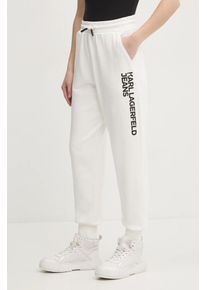 Karl Lagerfeld Jeans pantaloni de trening culoarea alb, cu imprimeu, A1W10058