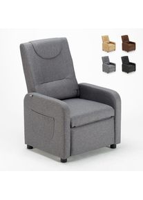 LE ROI DU RELAX Fauteuil relax inclinable en tissu design avec repose-pieds Anna Couleur: Gris foncé