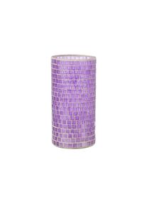 Vase cylindrique mosaiques en verre mauve 15x15x29 cm