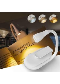 Lampe de Lecture à Pince, Rechargeable par USB, 3 Modes de Température de Couleur, Flexible à 360°