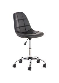 Décoshop26 - Chaise de bureau tabouret sur roulettes hauteur réglable en pvc noir et métal chromé 100002485